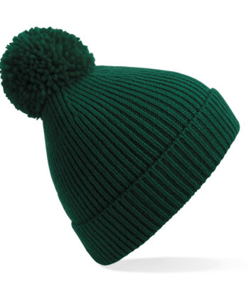 Engineered Knit Ribbed Pom Pom Beanie