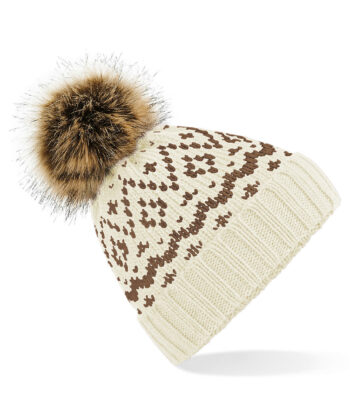 Fair Isle Faux Fur Pop Pom Beanie