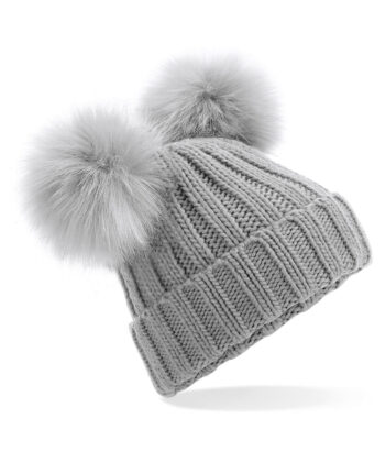 Faux Fur Double Pop Pom Beanie