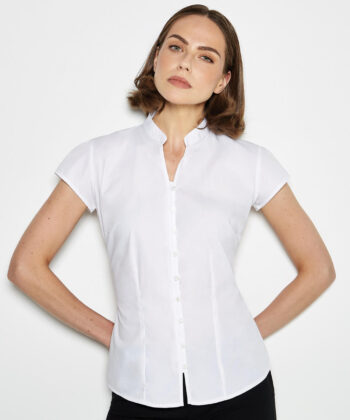 Women's Tailored Fit Mandarin Collar Blouse SSL