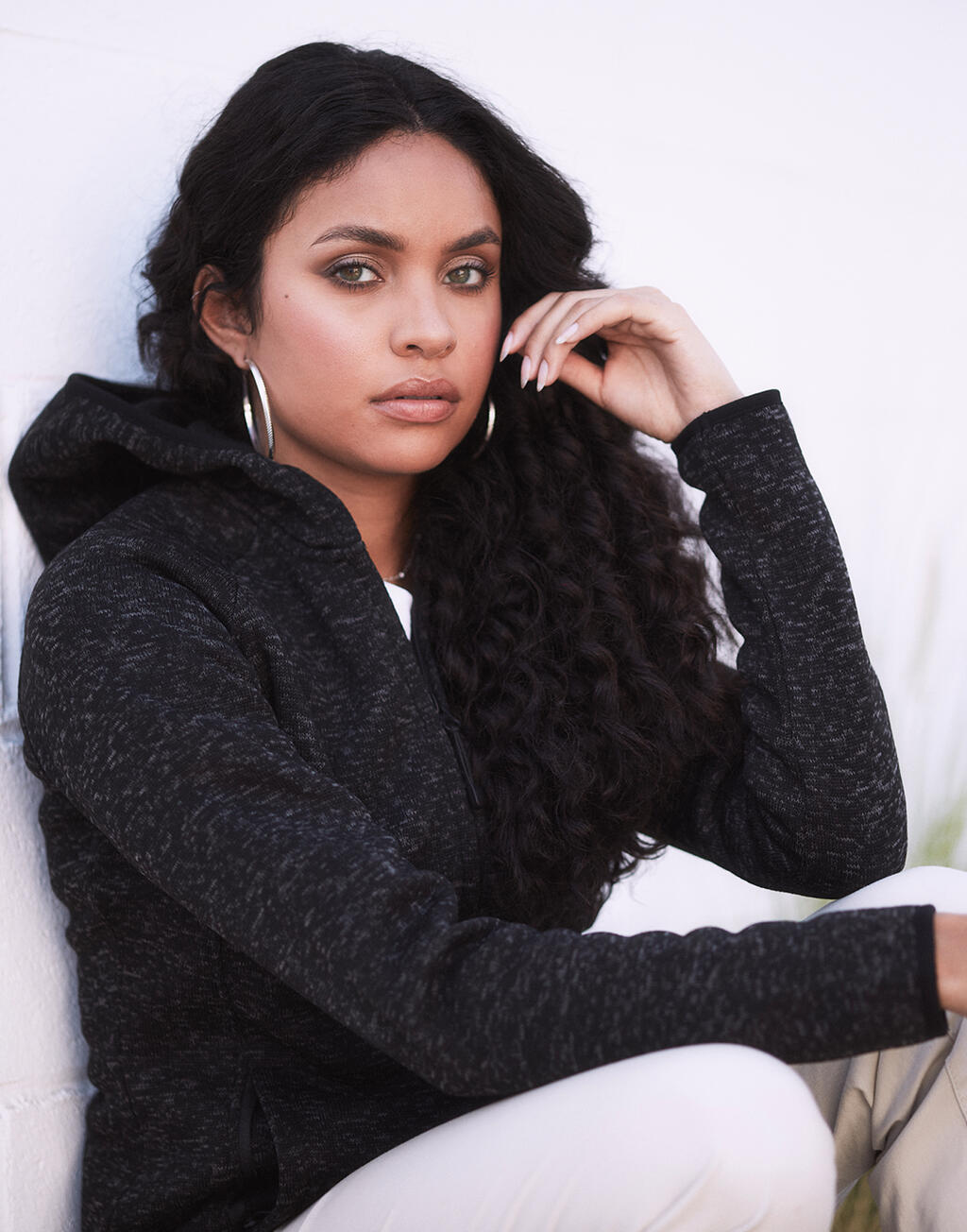 Lux Hooded Knit Fleece Jacket for women - Image 3