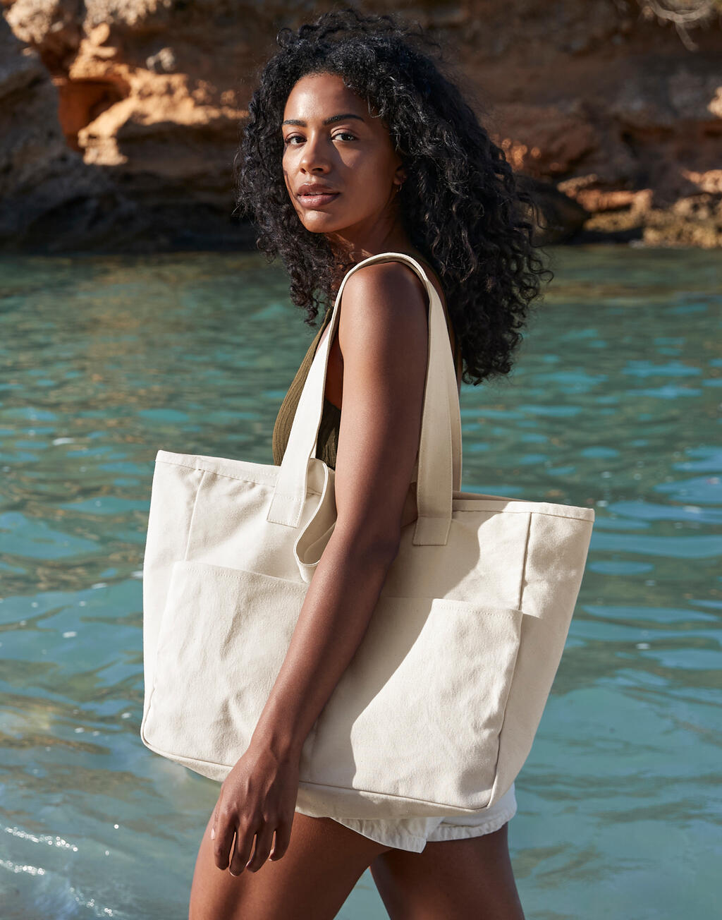 Double Handle Cargo Pocket Tote - Image 3