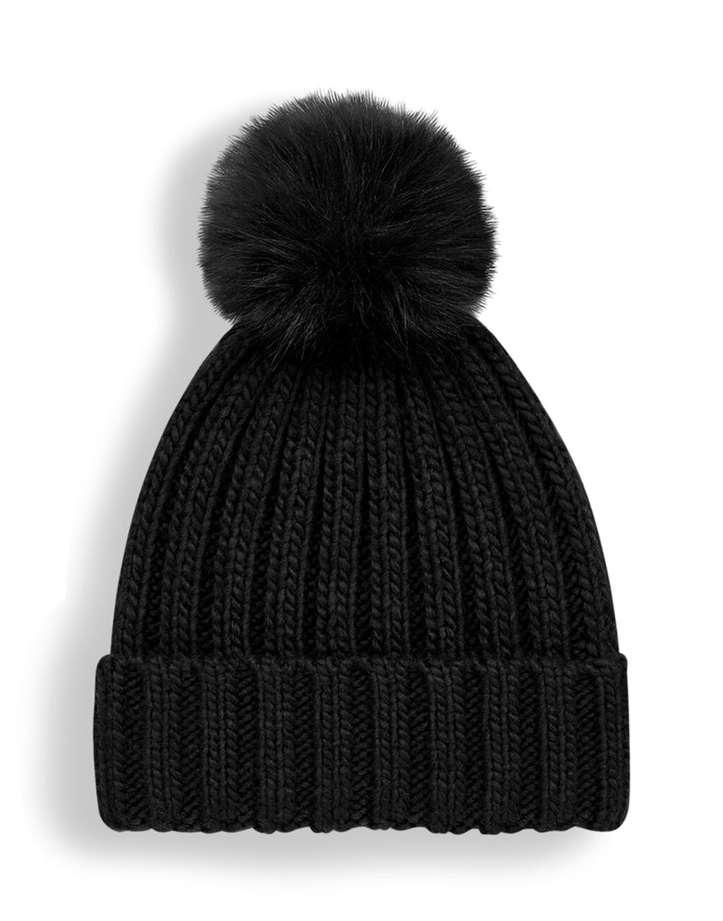 Verbier Fur Pop Pom Chunky Beanie - Image 4