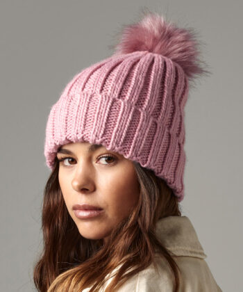 Verbier Fur Pop Pom Chunky Beanie