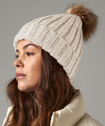 Fur Pop Pom Chunky Beanie