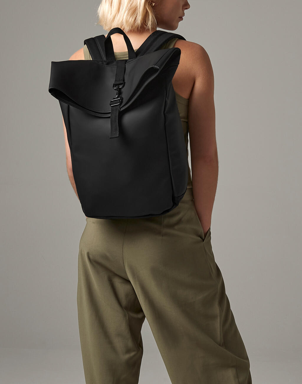 Matte PU Rolltop Backpack - Image 4