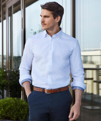 Tailored Contrast Herringbone Shirt LS