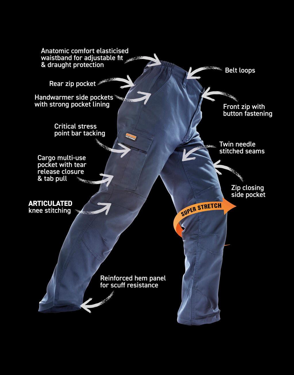 Work Guard Stretch Trousers Long - Image 5