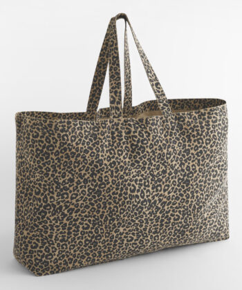 Leopard Print Canvas Oversized Tote Bag